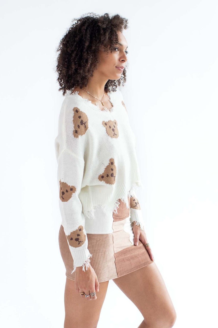 Distressed Bear Sweater