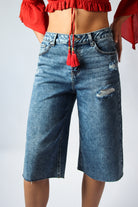 Distressed Long Jorts Dark
