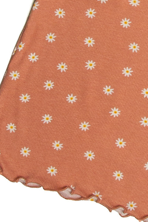 Peach Ditsy Floral Ribbed Tee