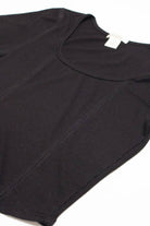 Black Double Seamed Ribbed Crop Tee