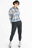 Oversized Dusty Blue Brushed Plaid Jacket