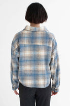 Oversized Dusty Blue Brushed Plaid Jacket