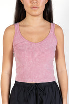 Dusty Pink Ribbed Deep V Top