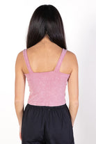 Dusty Pink Ribbed Deep V Top