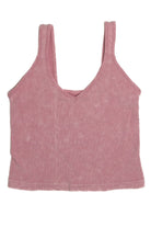 Dusty Pink Ribbed Deep V Top