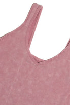 Dusty Pink Ribbed Deep V Top