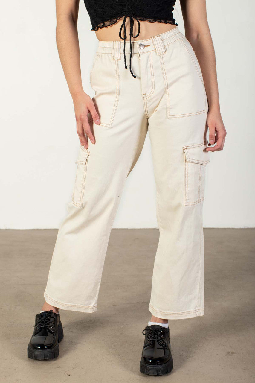 Ecru Cargo Skater Jeans