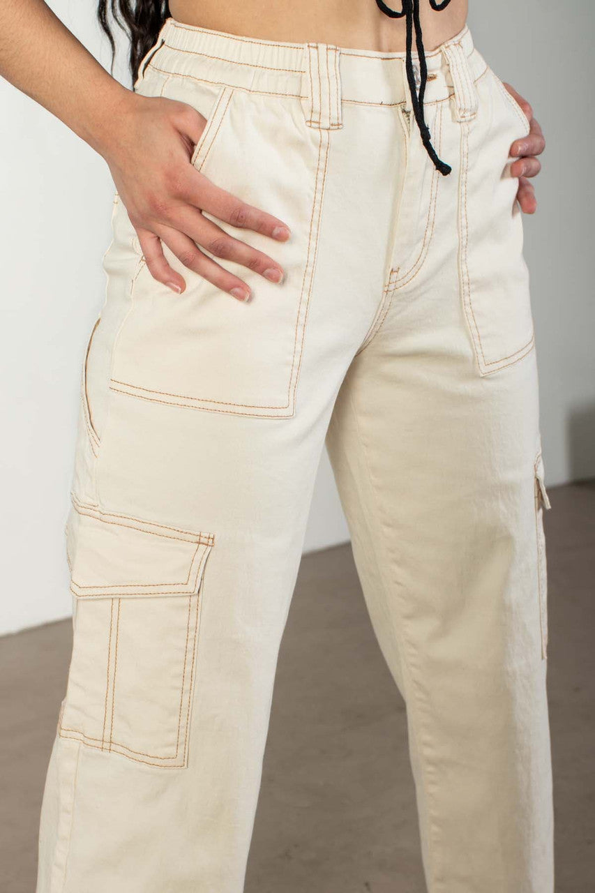 Ecru Cargo Skater Jeans