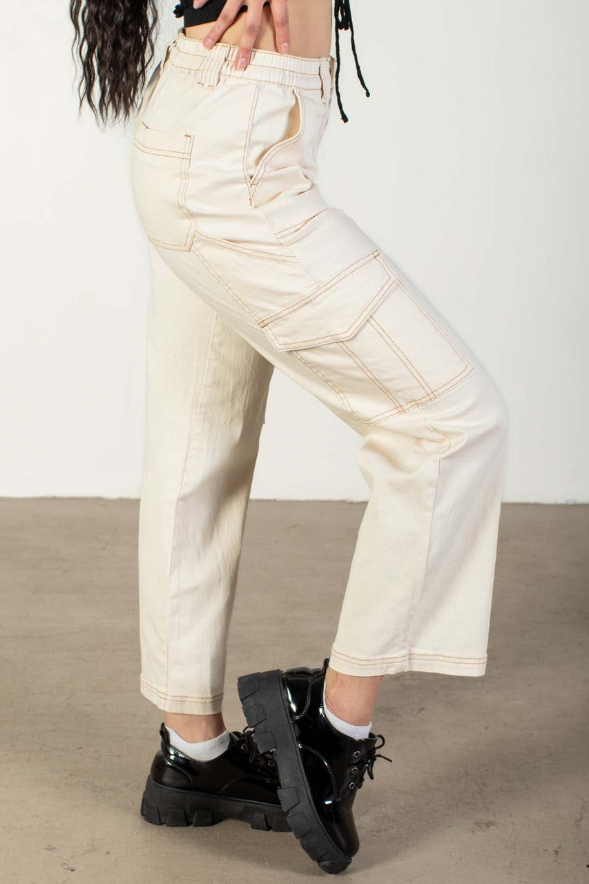 Ecru Cargo Skater Jeans