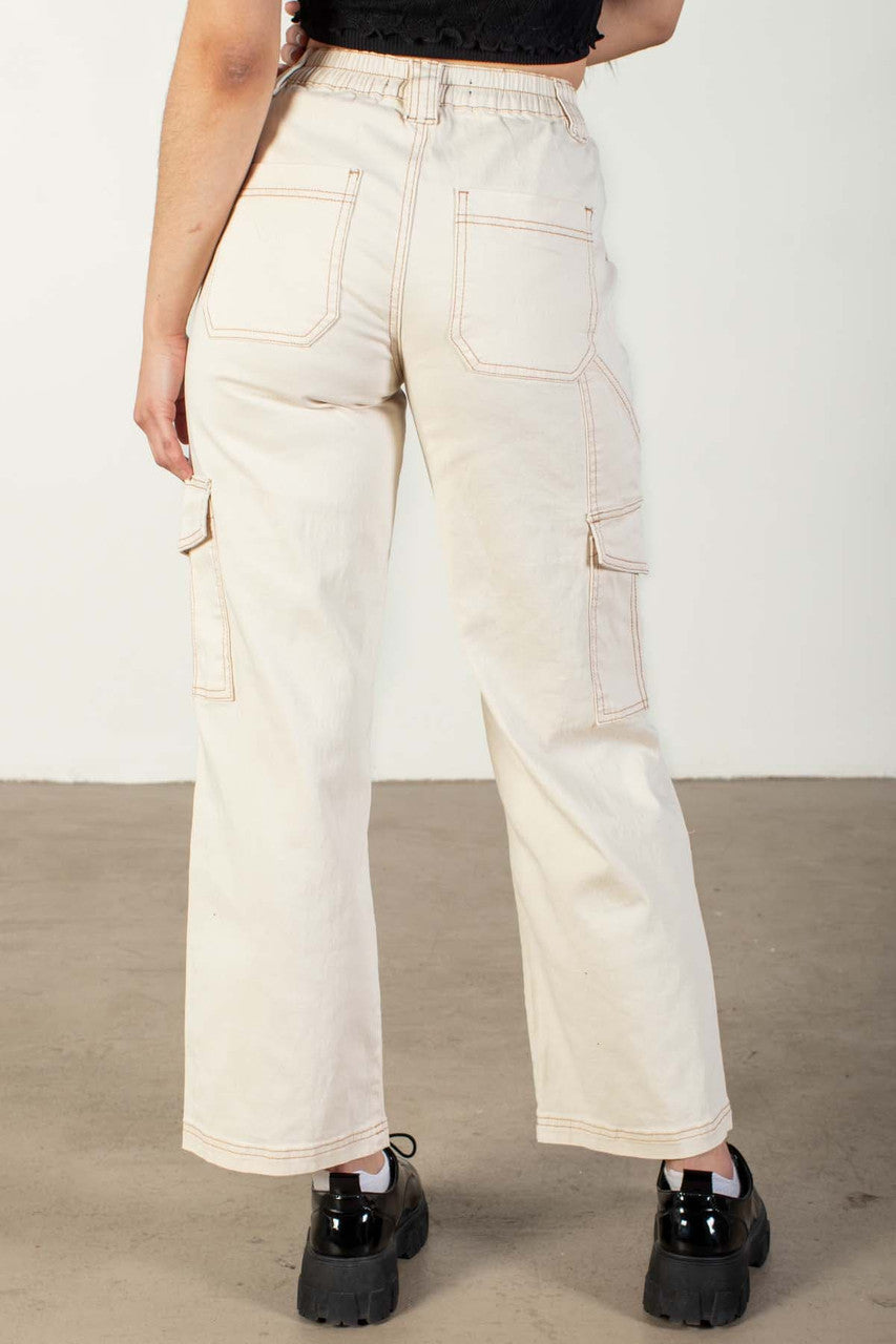 Ecru Cargo Skater Jeans
