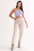 Embroidered Cherub Chain Straps Crop Tank