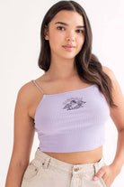 Embroidered Cherub Chain Straps Crop Tank