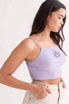 Embroidered Cherub Chain Straps Crop Tank