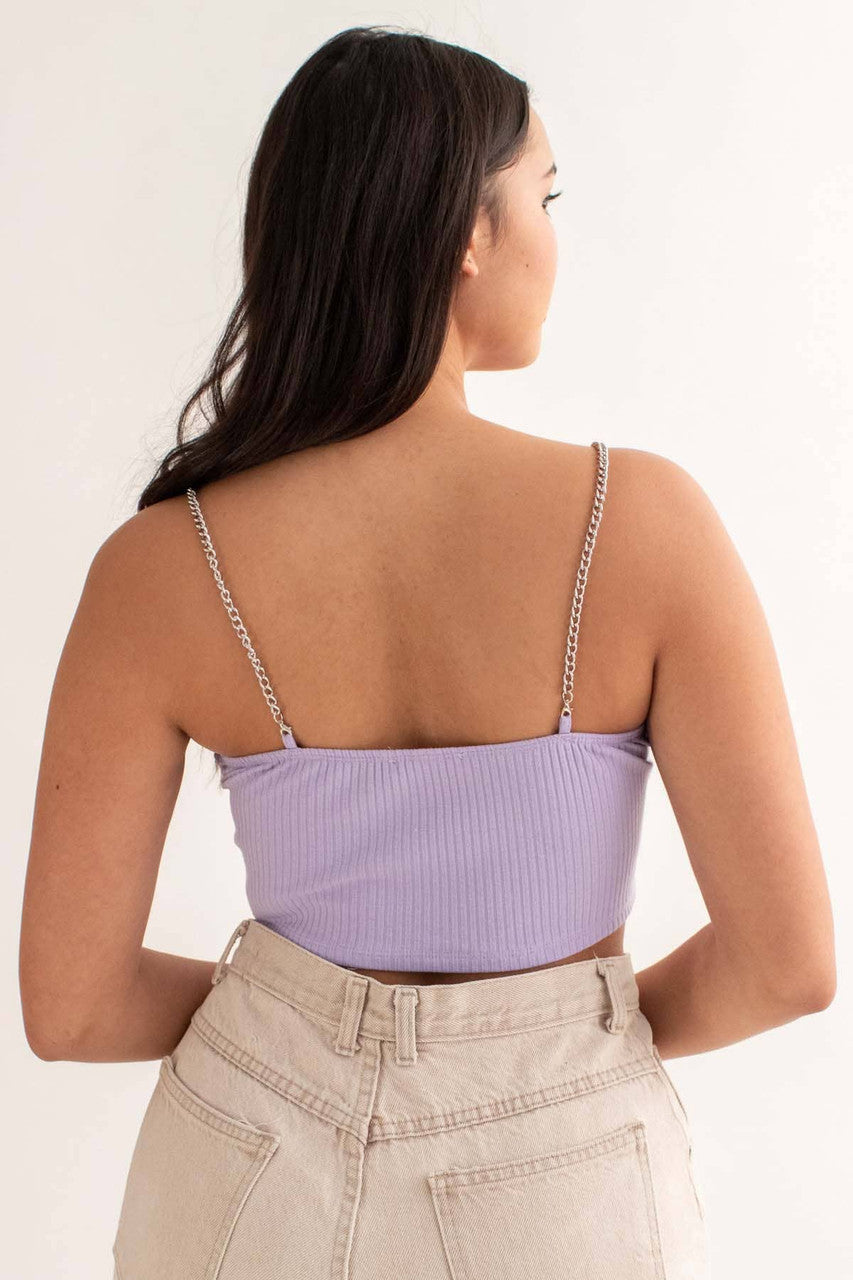 Embroidered Cherub Chain Straps Crop Tank