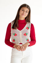Embroidered Strawberry Crochet Tank