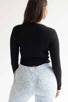Embroidered Yin Yang Ribbed Long Sleeve Top