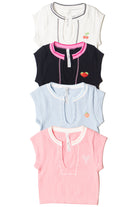 Embroidered Patch Sporty Notch Neck Seamless Tee