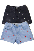 Embroidered Cut Off Denim Shorts