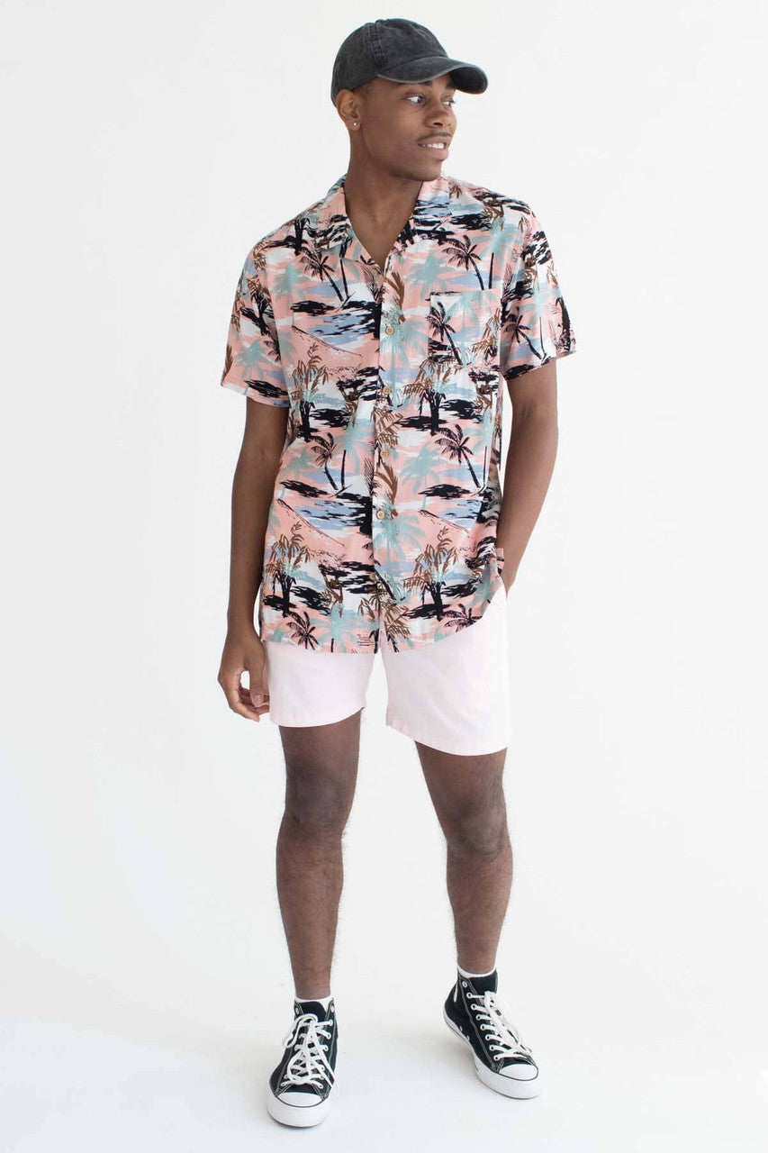 Evening Palm Tree Shadows Hawaiian Shirt