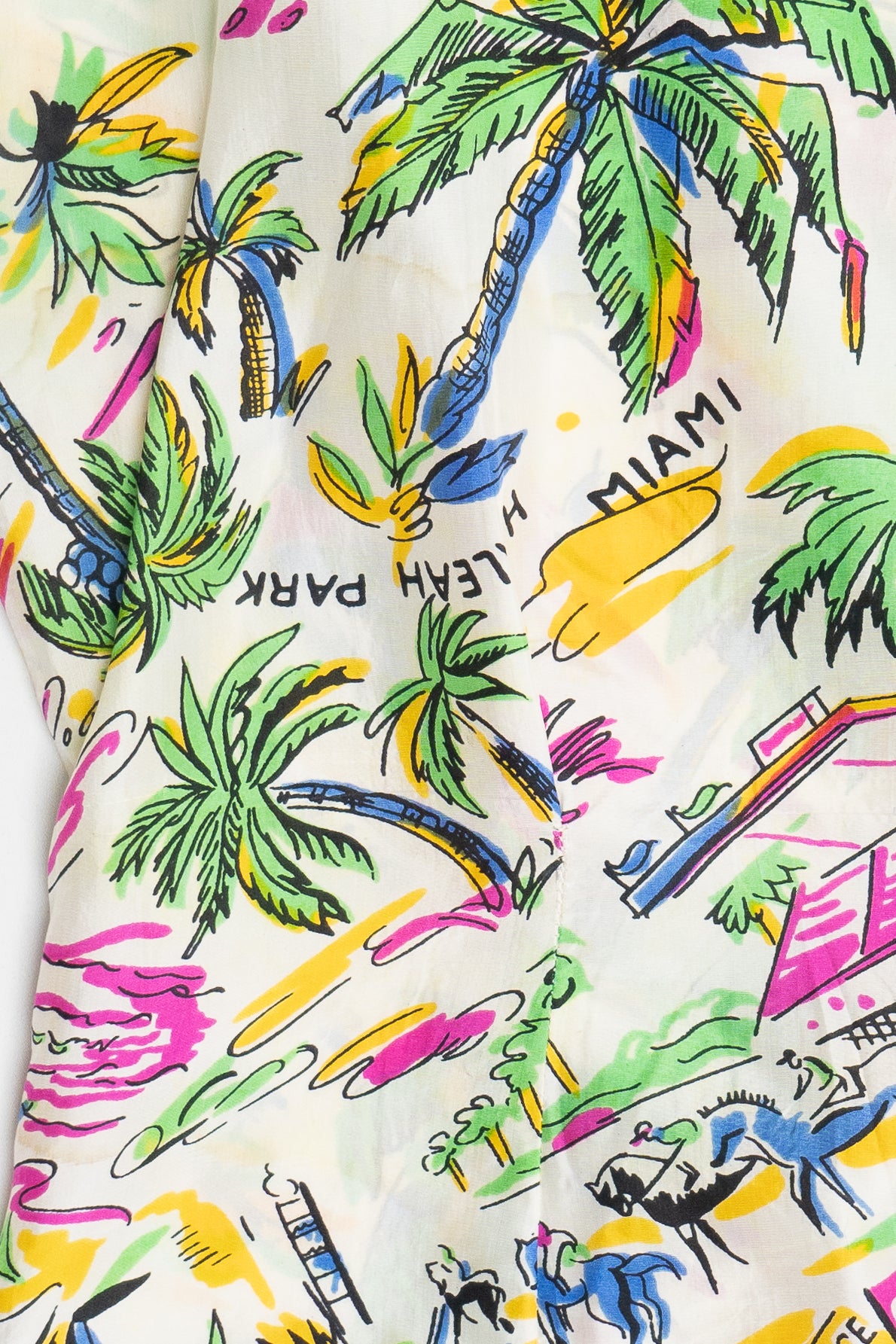 Rare Vintage Florida Beaches Peter Pan Collar Hawaiian Shirt 40/50s
