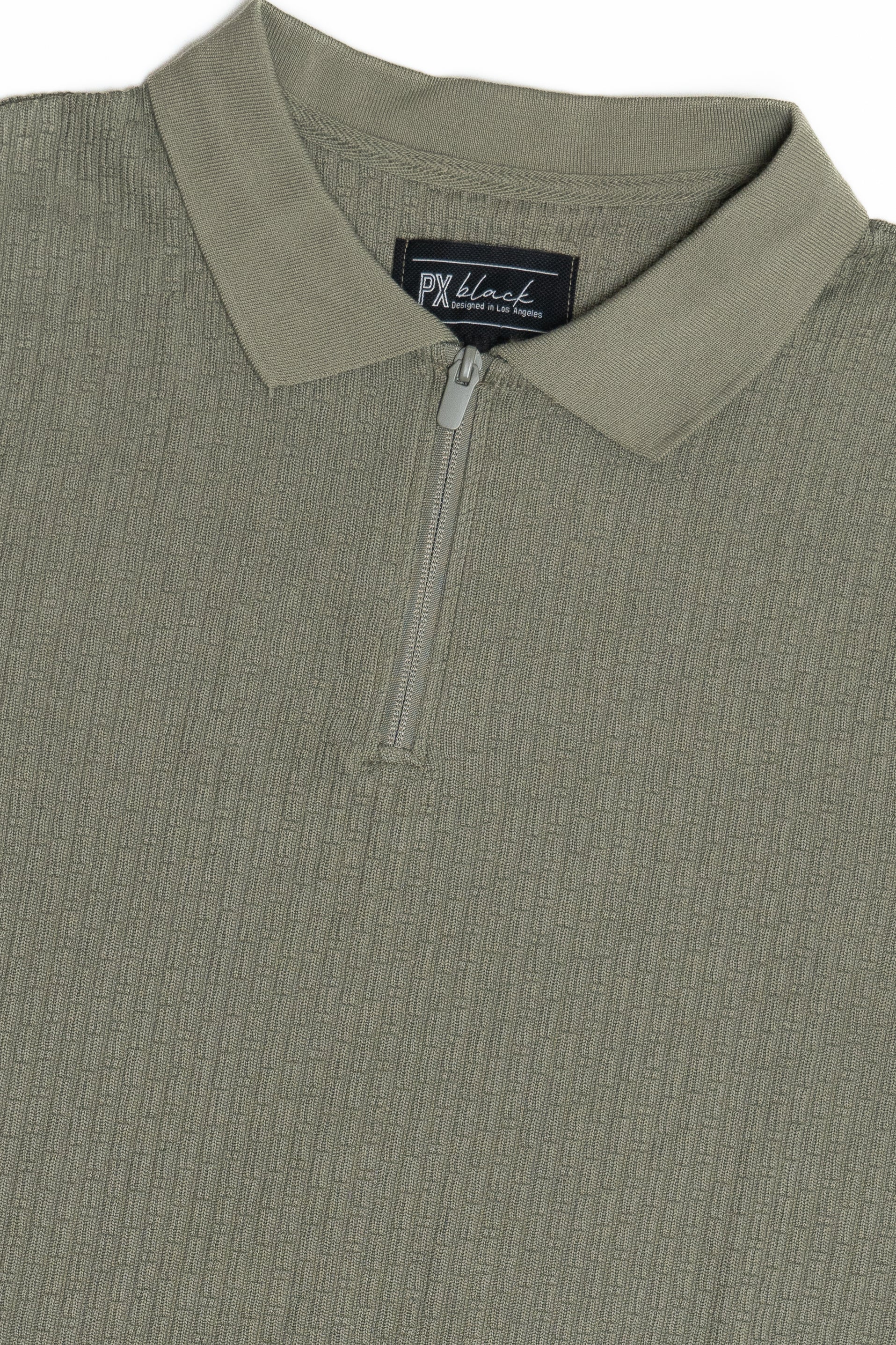 Ribbed Quarter Zip Polo