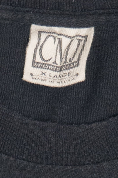 Vintage "Wild Thing" Motorcycle Pin-Up Girl Flames All Over Print T-Shirt (1990s)