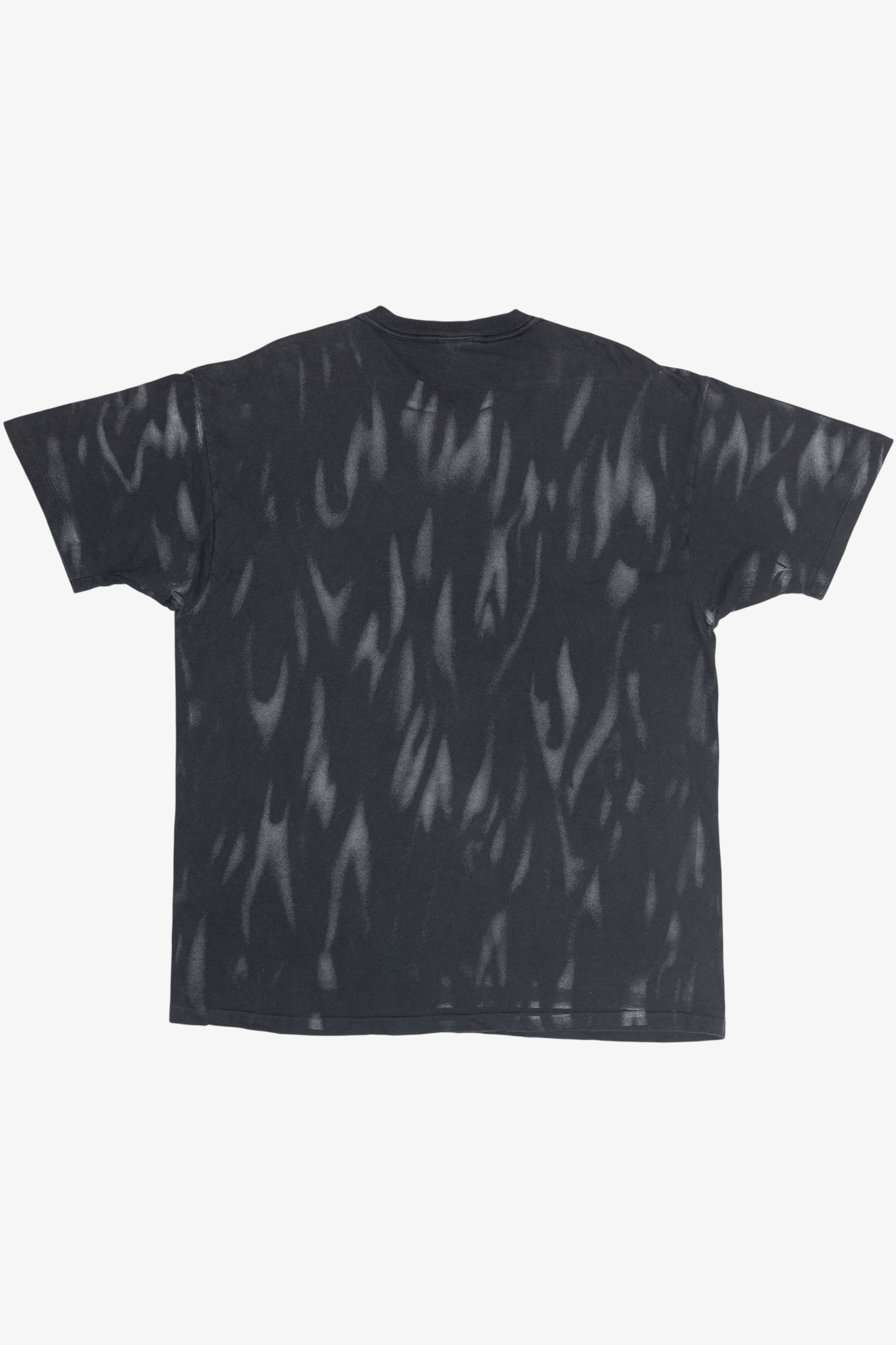 Vintage "Wild Thing" Motorcycle Pin-Up Girl Flames All Over Print T-Shirt (1990s)