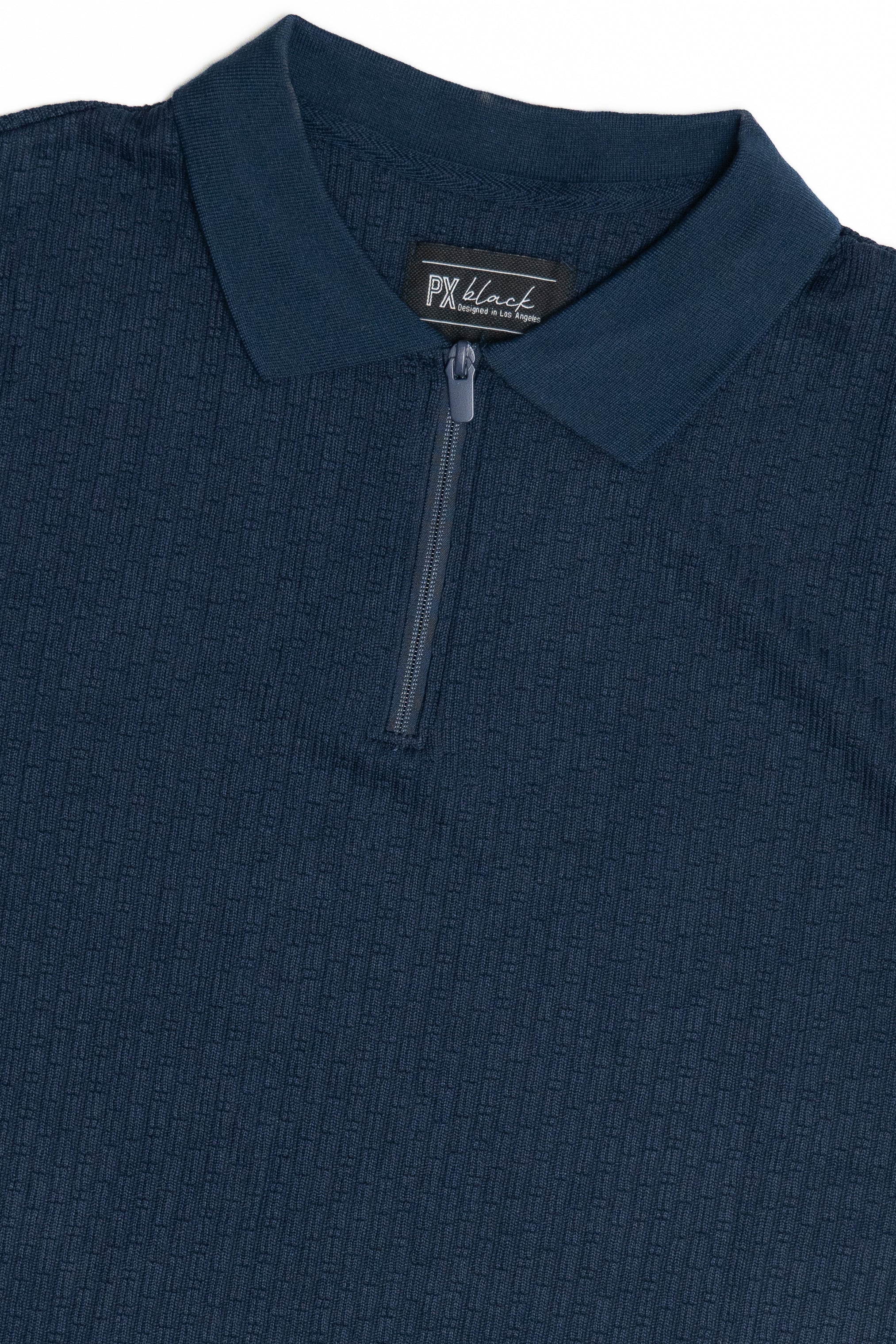 Ribbed Quarter Zip Polo