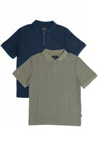 Ribbed Quarter Zip Polo