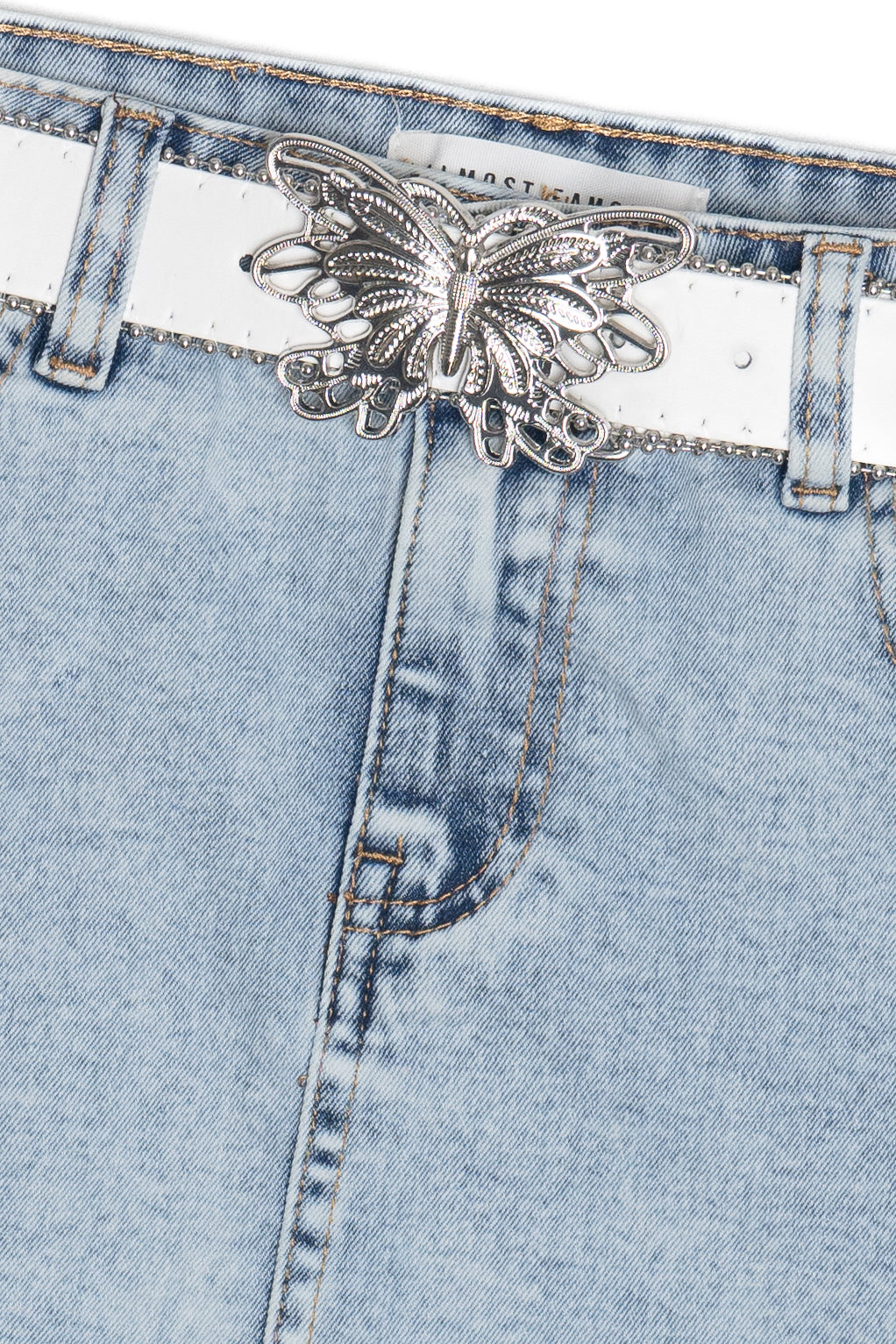 Butterfly Belt Mini Denim Skirt