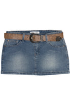 Western Belt Denim Mini Skirt