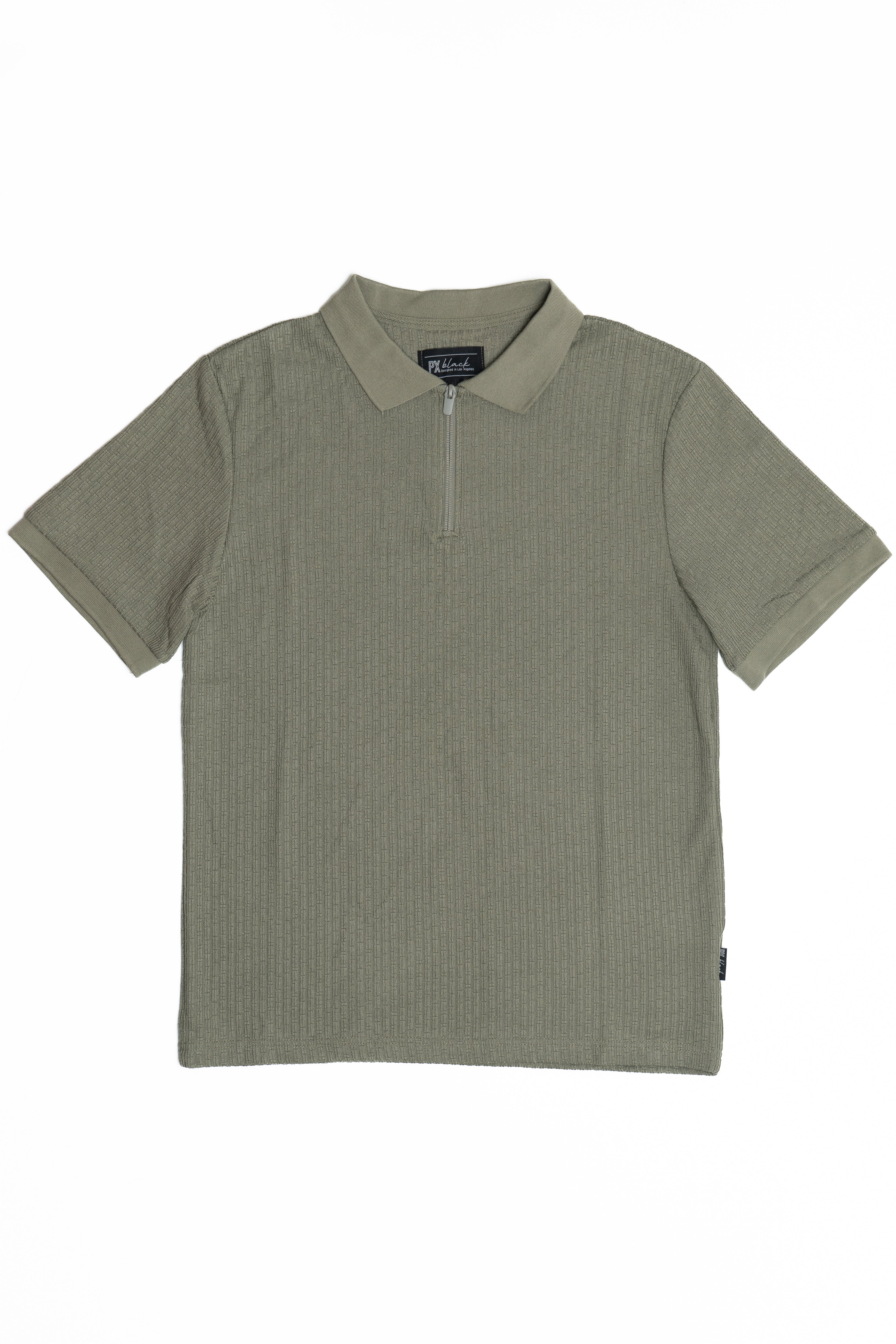 Ribbed Quarter Zip Polo