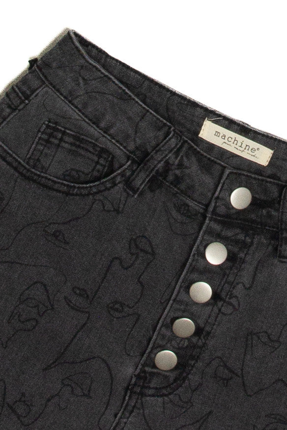 Face Denim Shorts
