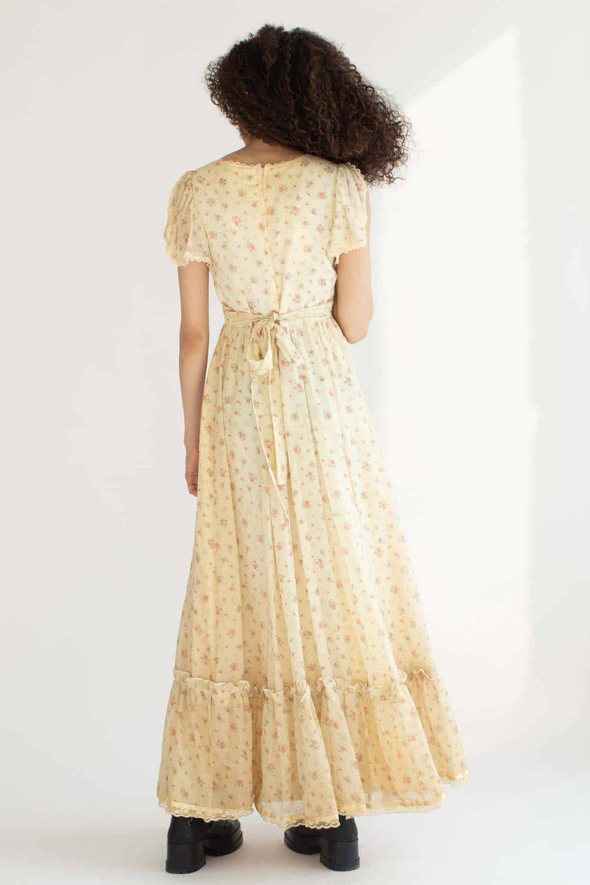 Faded Vintage Gunne Sax Floral Peasant Dress