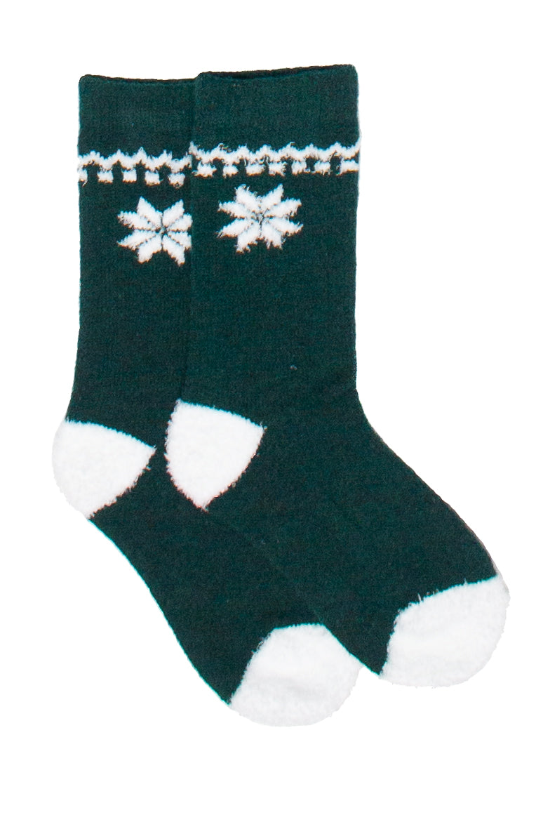 Fair Isle Fuzzy Socks - Forest