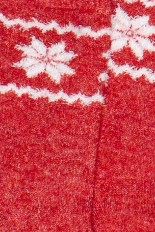 Fair Isle Fuzzy Socks - Red