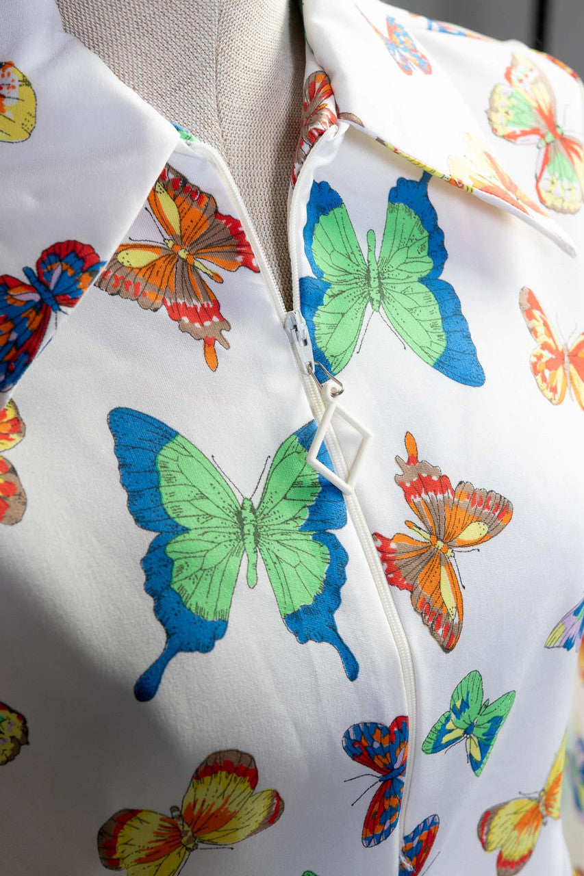 Vintage Butterflies Quarter Zip Top (sz. 34)