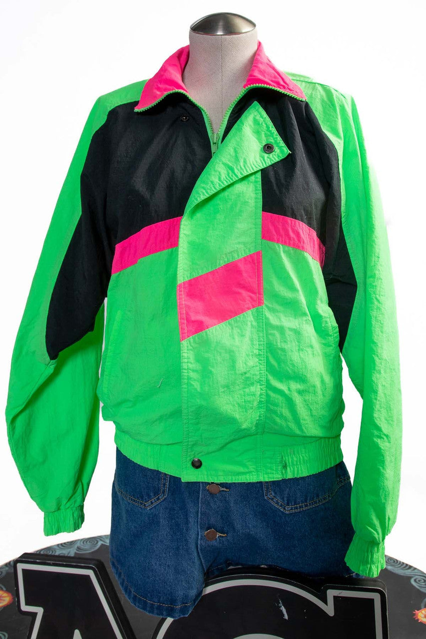Vintage Neon Black Windbreaker (sz. Medium)