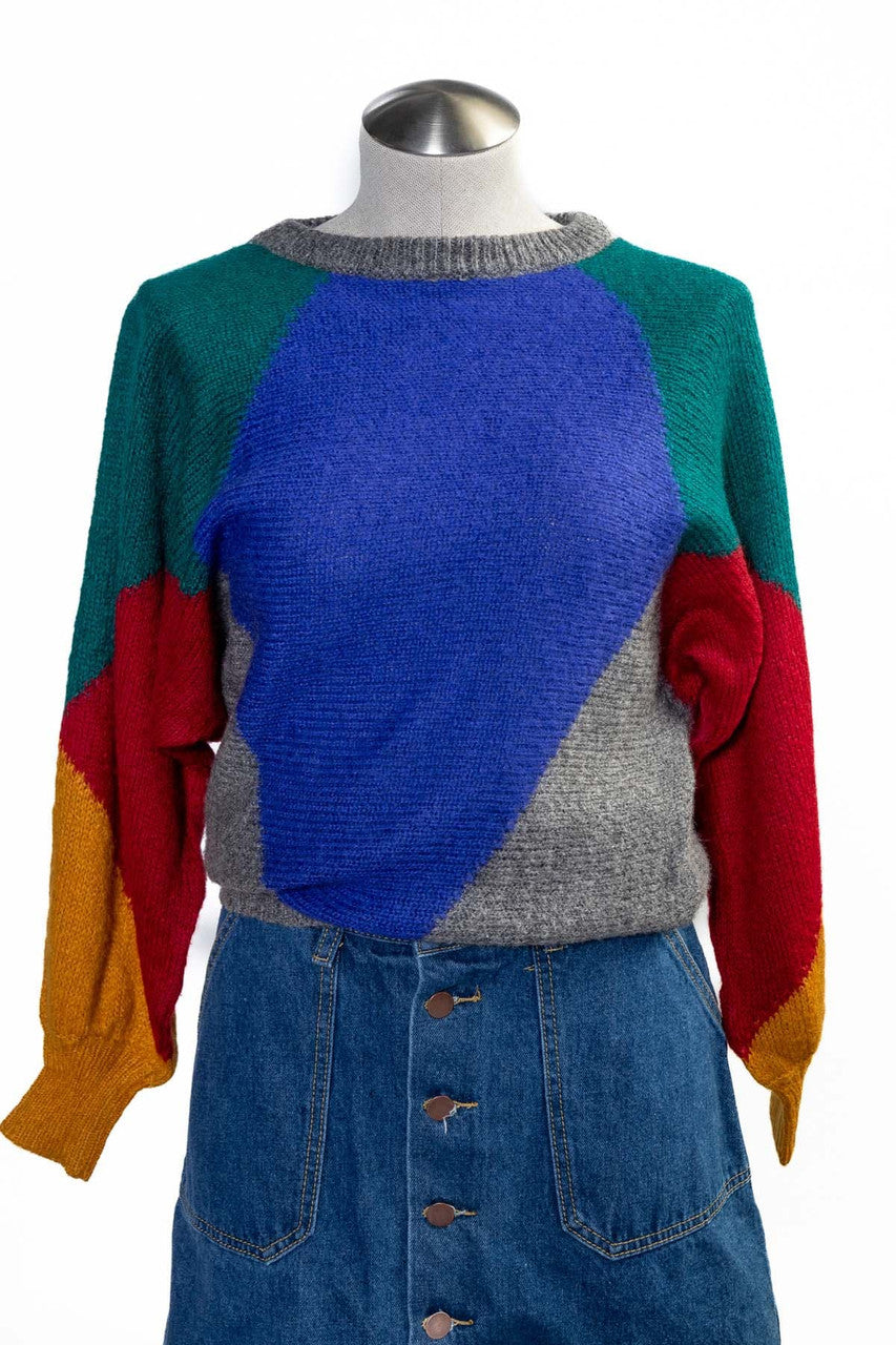 Vintage Diamond Color Block Sweater (sz. Medium)