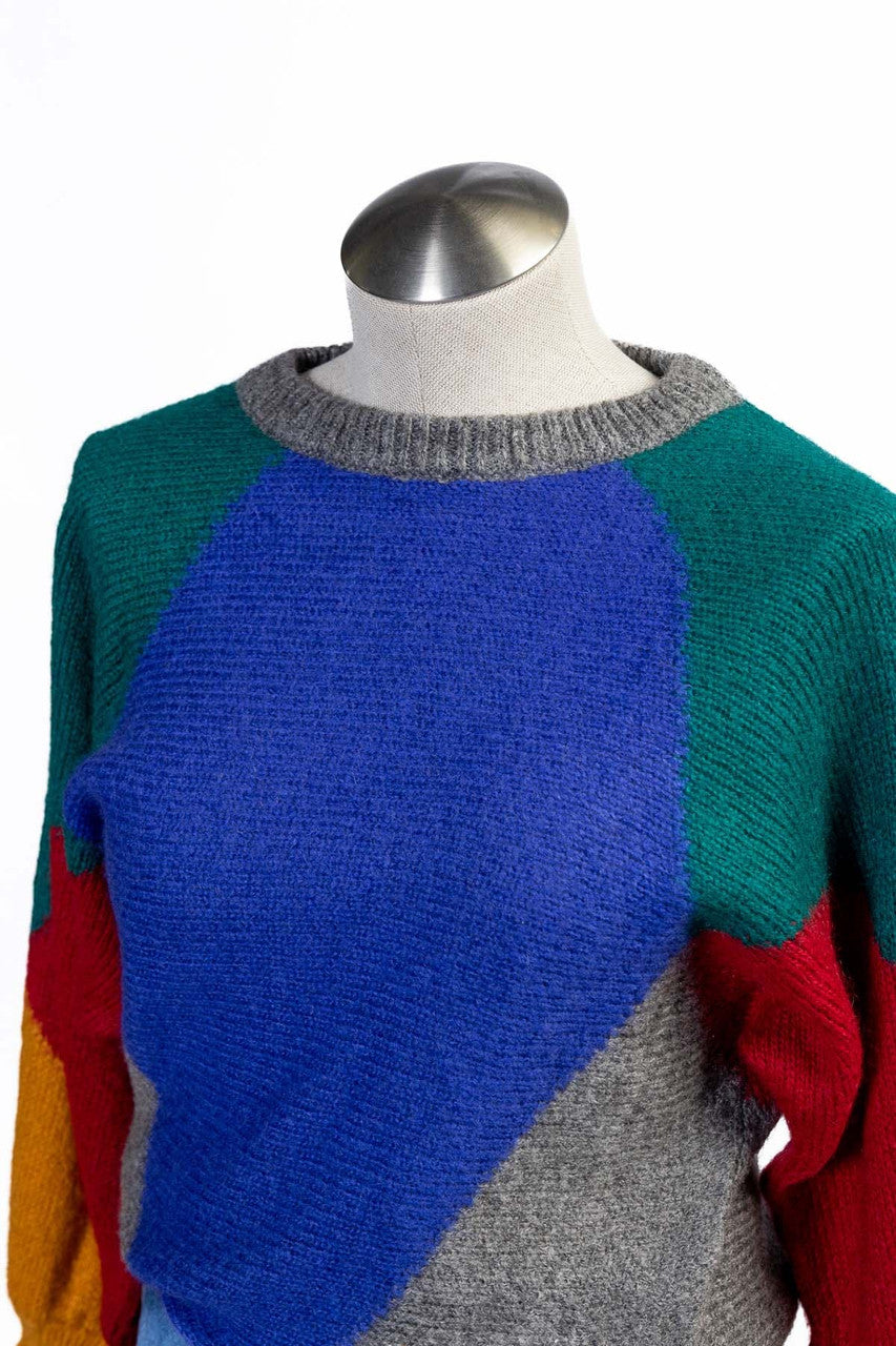 Vintage Diamond Color Block Sweater (sz. Medium)