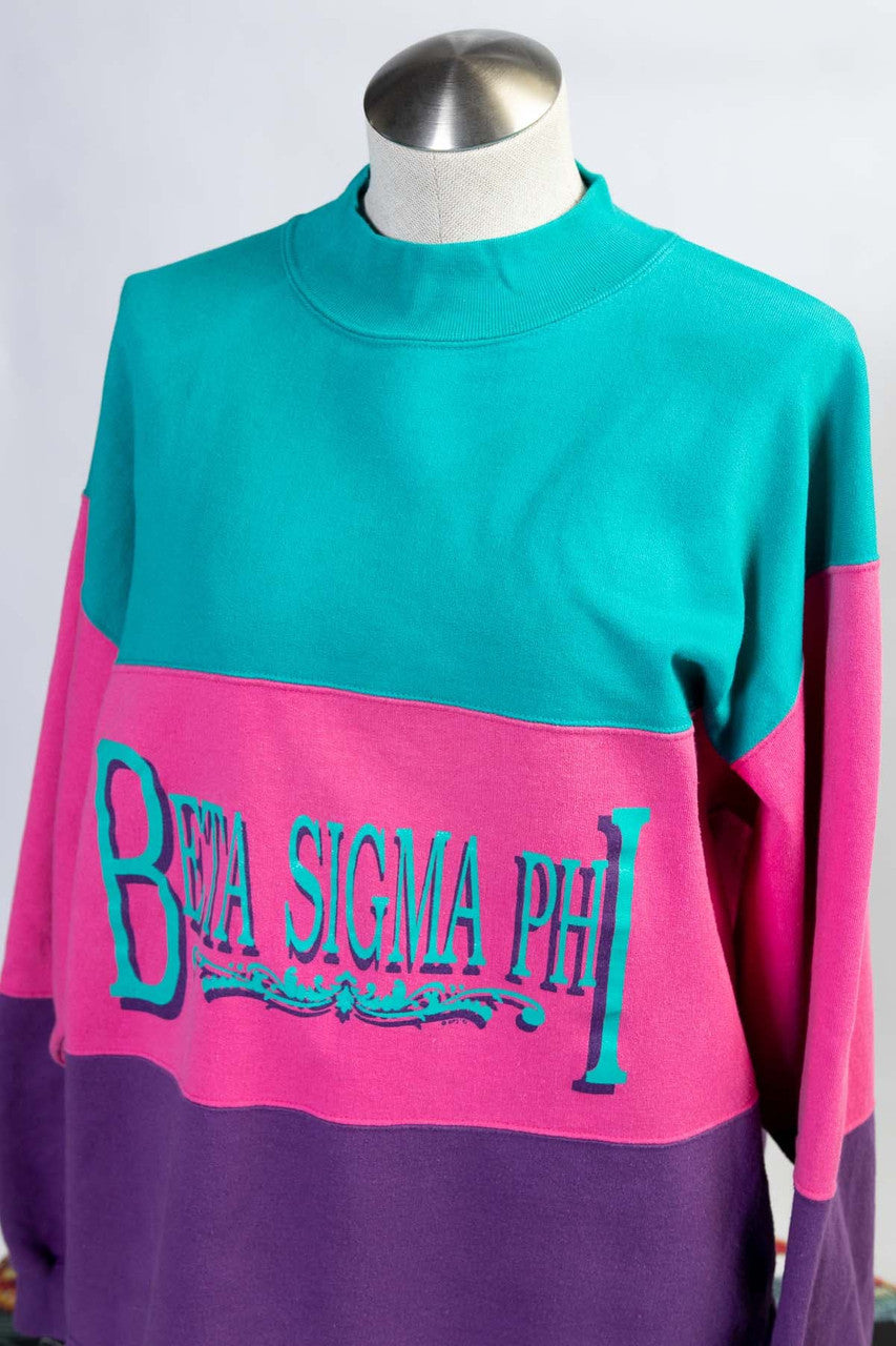 Vintage Beta Sigma Phi Color Block Sweatshirt (sz. X-Large)