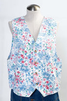 Vintage Floral White Denim Vest (sz. Medium)