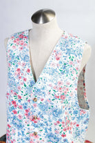 Vintage Floral White Denim Vest (sz. Medium)