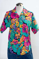 Vintage Tropical Floral Button Up Shirt (1980s)
