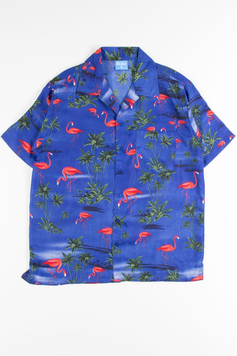 Navy Flamingo Palms Hawaiian Shirt