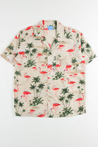 Tan Flamingo Palms Hawaiian Shirt