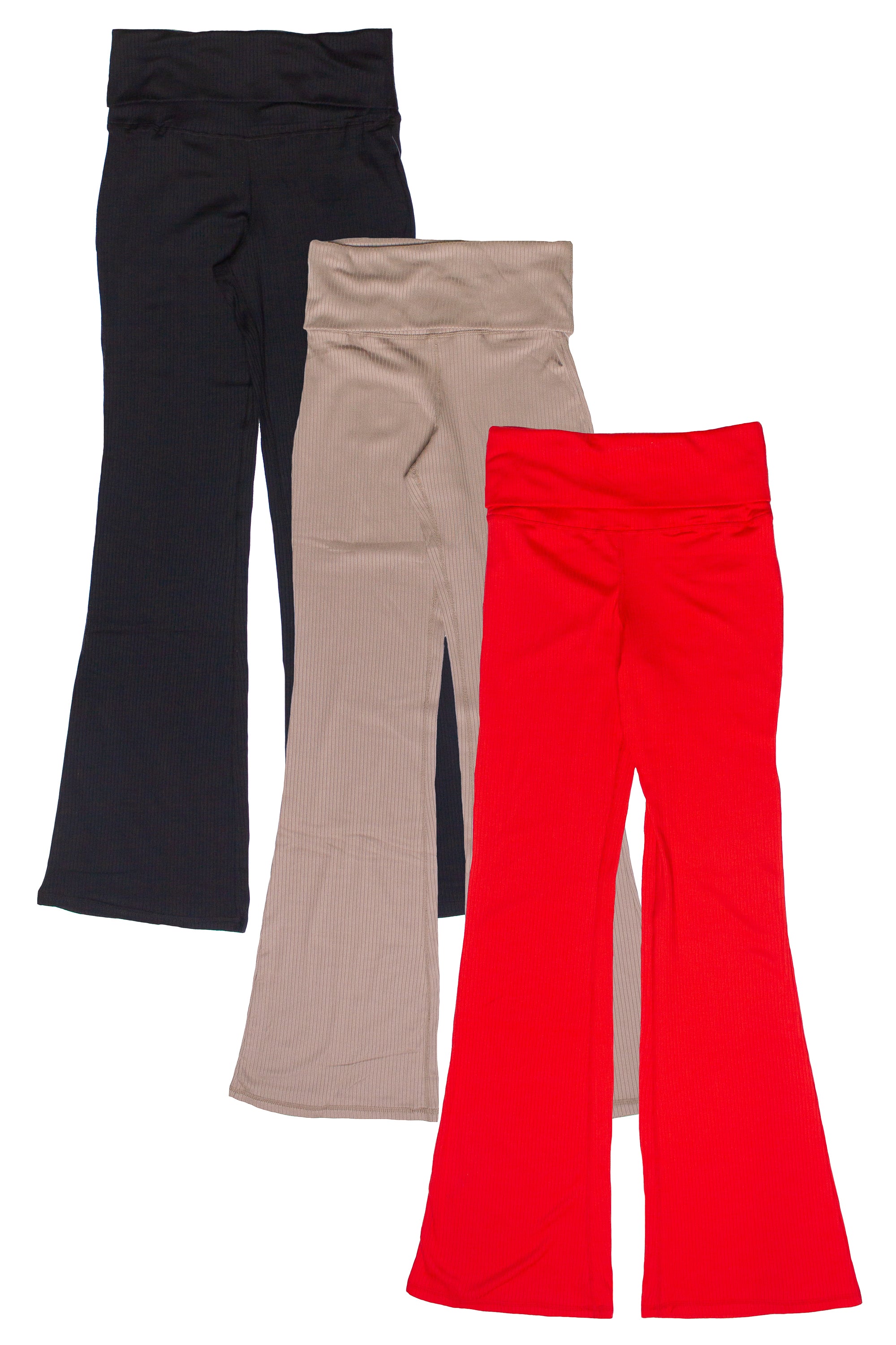 Ribbed Lightweight Fleece Lined Flare Leggings