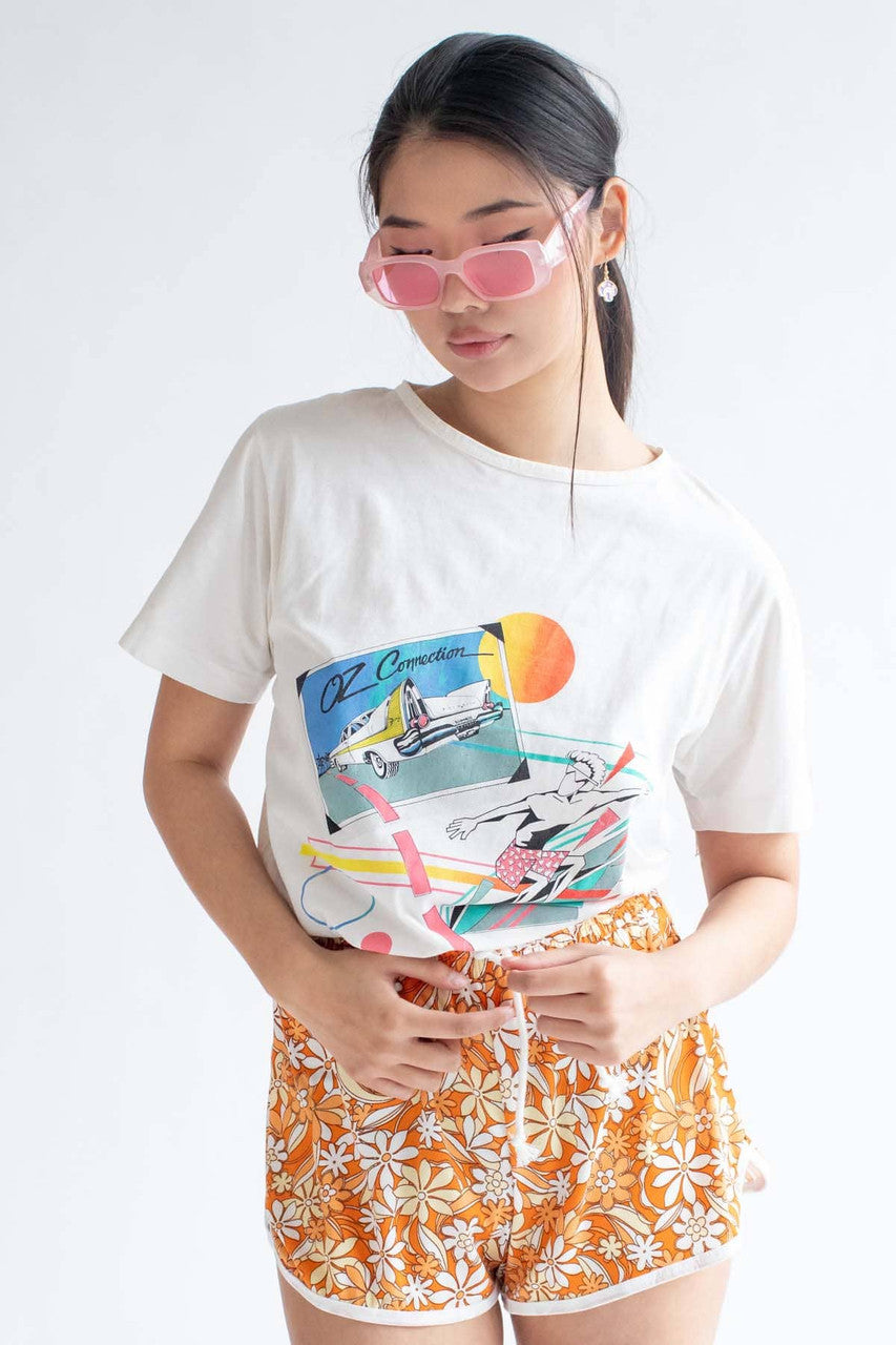 Orange Flashback Floral Dolphin Shorts