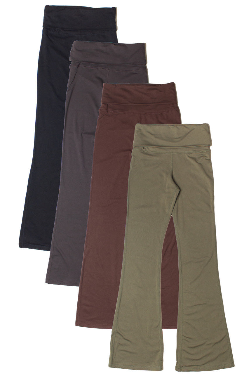 Fold Over Fleece Lined Flare Leggings