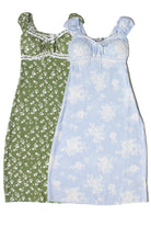 Puff Sleeve Lace Trim Floral Maxi Dress
